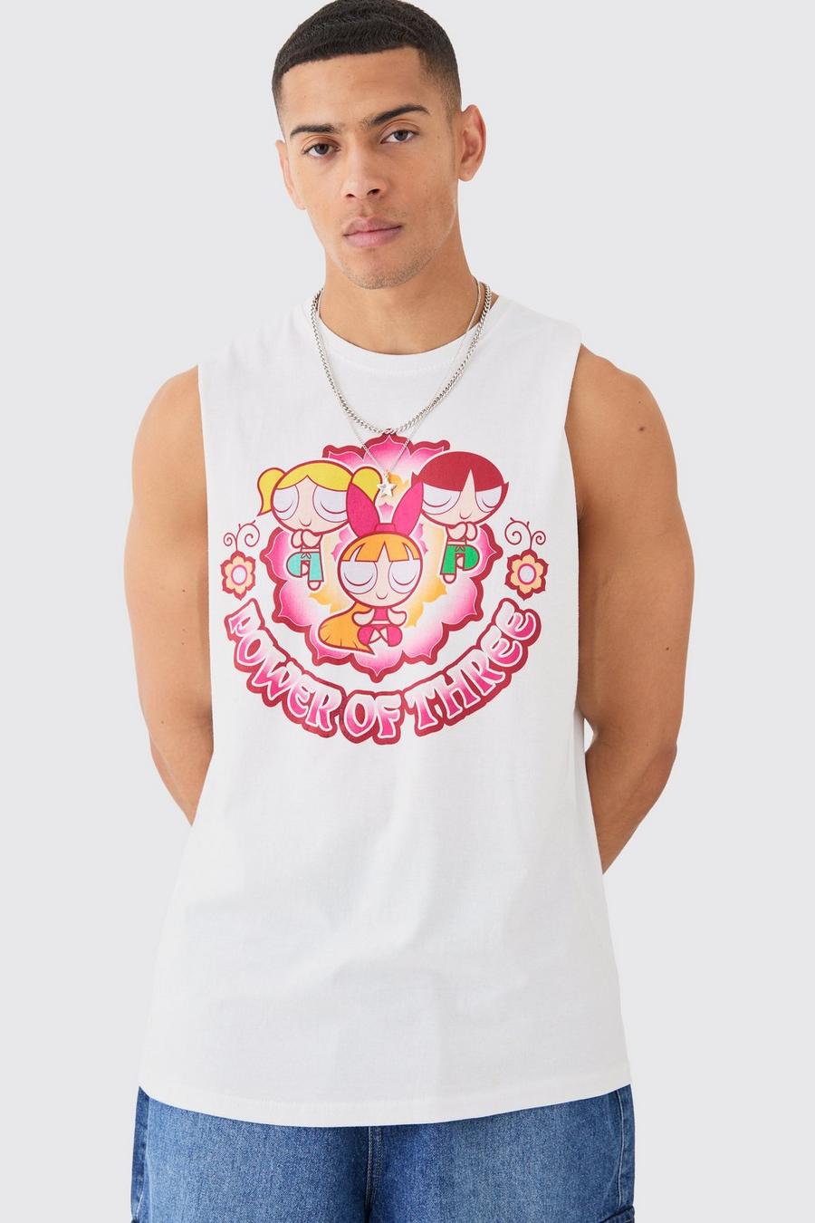 Oversize Tanktop mit lizenziertem Powerpuff-Print, White