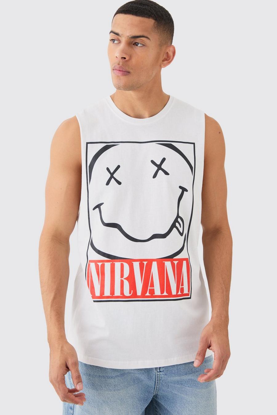 Oversize Tanktop mit Nirvana-Print, White image number 1