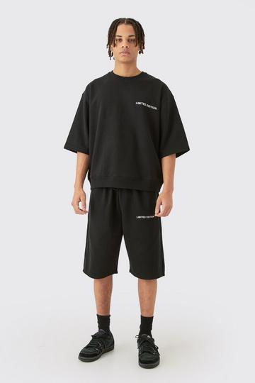 Oversized Boxy Half Sleeve Short Tracksuit black