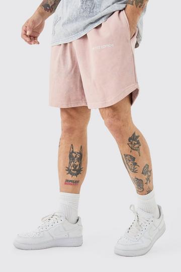 Relaxed Volley Fit Acid Washed Shorts pink