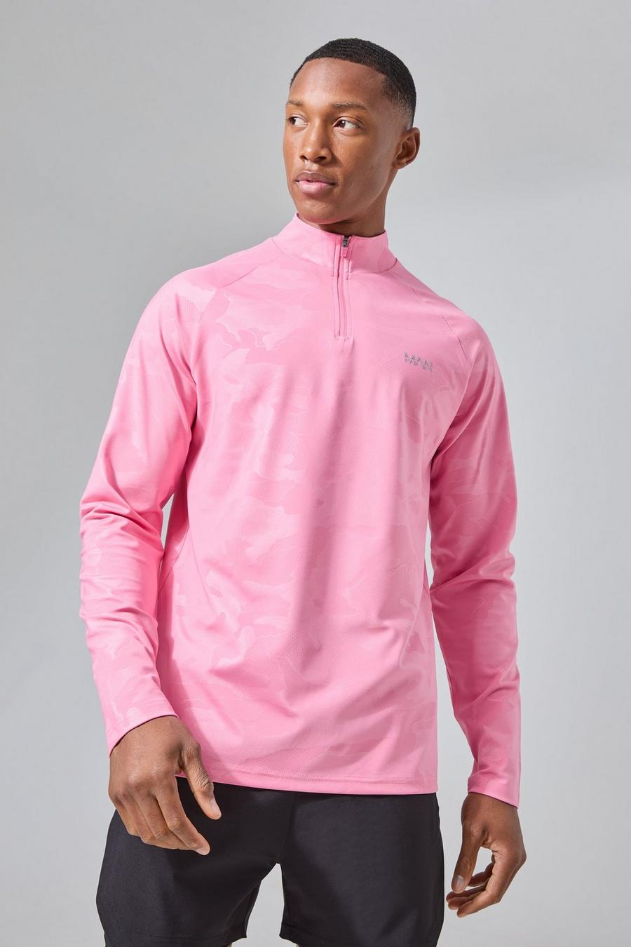 Top de sport zippé à imprimé camouflage - MAN Active, Pink