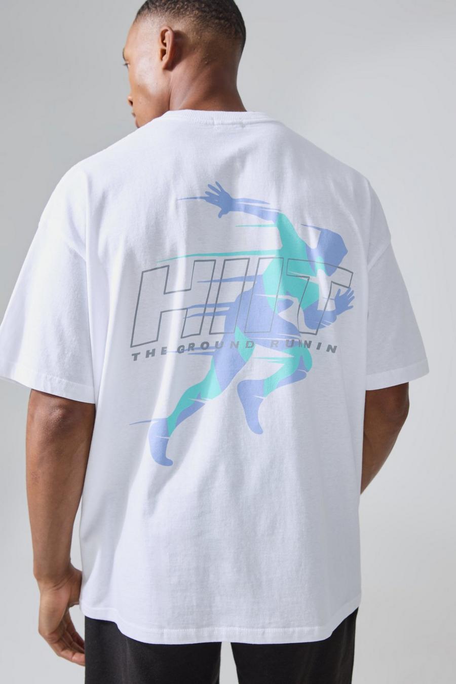 Camiseta MAN Active oversize de correr con estampado Hiit The Ground, White image number 1
