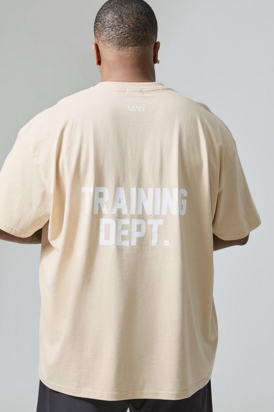 Plus Active Oversize T-Shirt mit Training Dept. Print, Sand