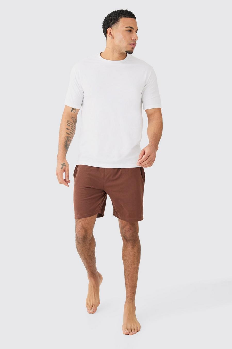 Set Loungewear da casa con T-shirt & pantaloncini, Chocolate image number 1
