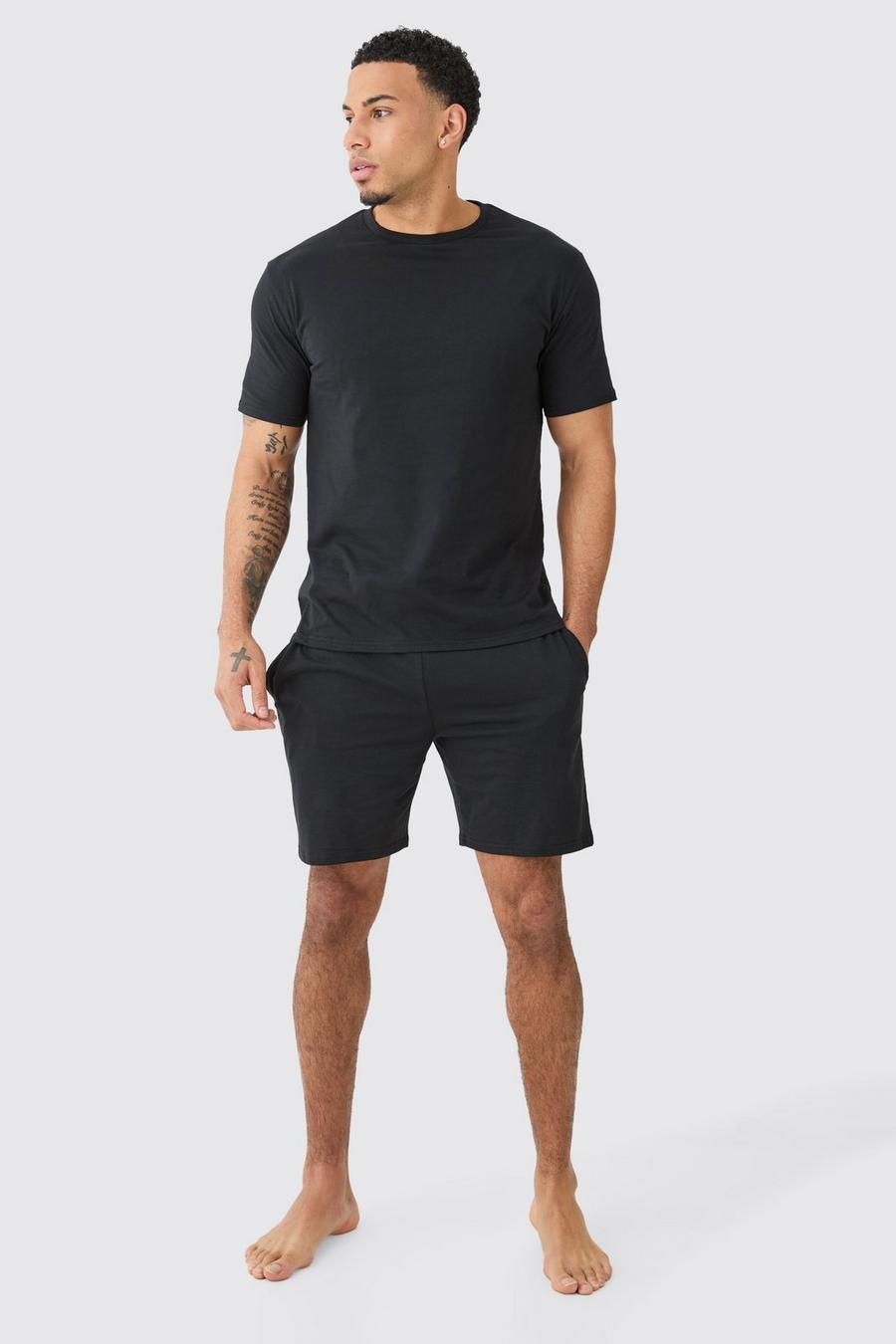 Set Loungewear da casa con T-shirt & pantaloncini, Black image number 1