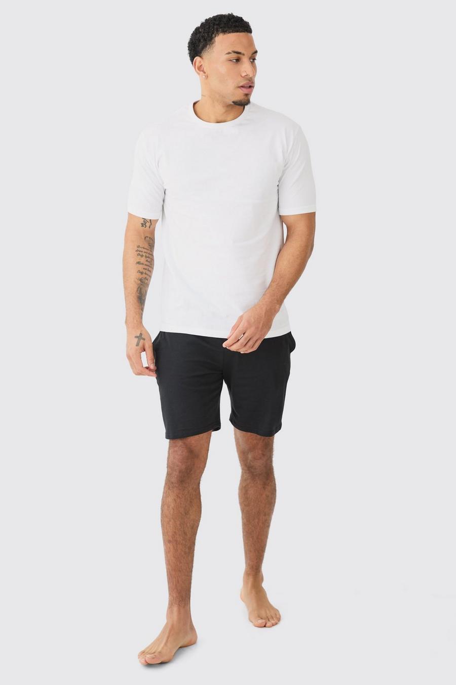 Set Loungewear da casa con T-shirt & pantaloncini, White image number 1