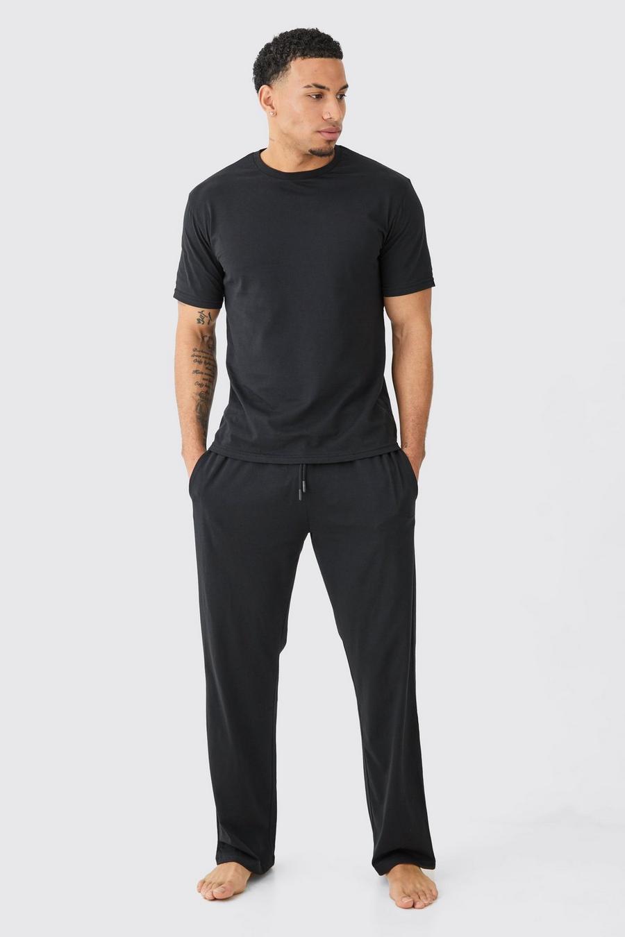 Loungewear-Set aus T-Shirt & Shorts, Black