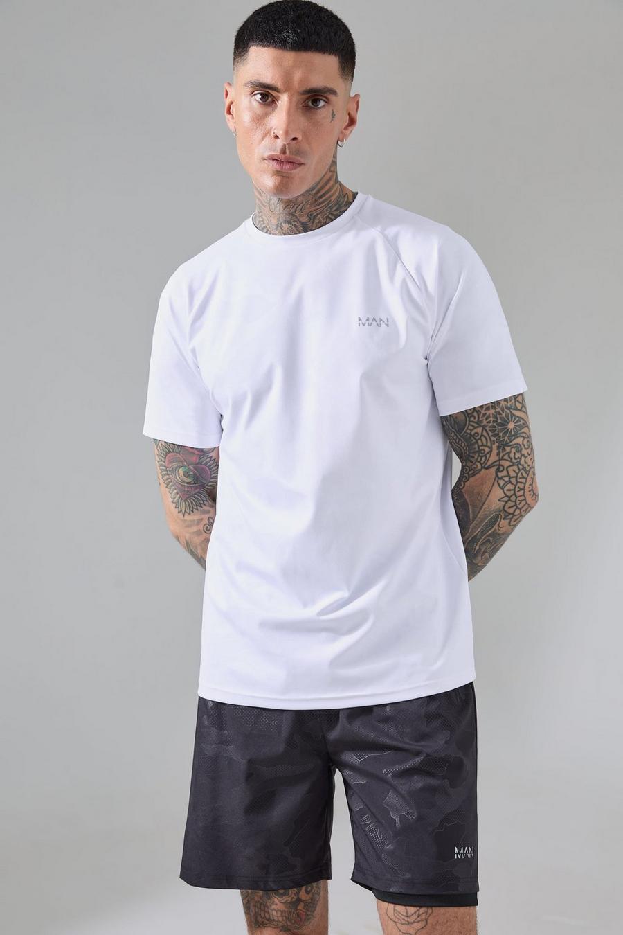 Tall - T-shirt de sport à imprimé camouflage - MAN Active, White
