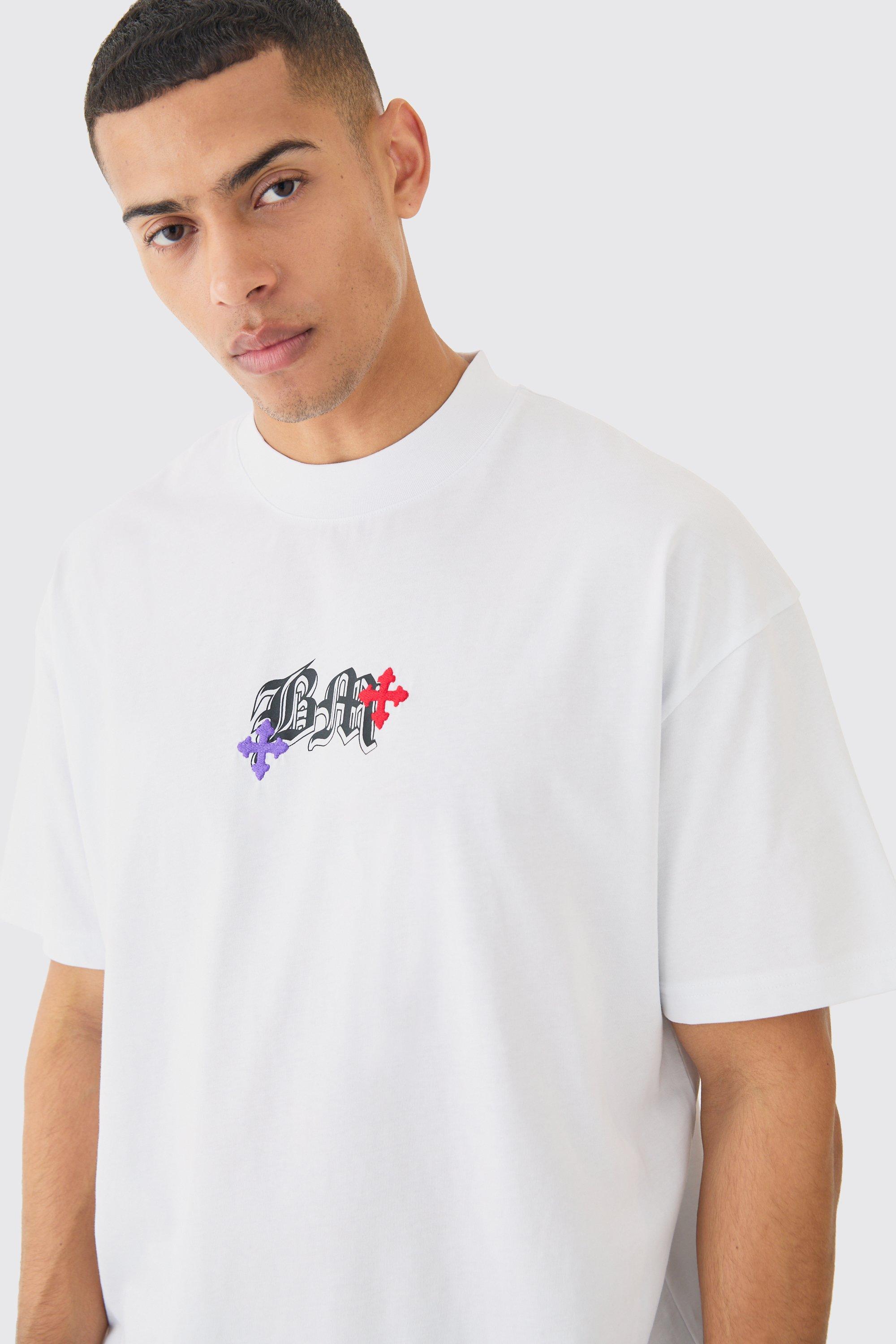 Oversized Heavyweight Bm Cross Embroidered T shirt