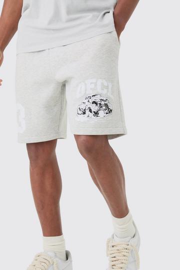Grey Relaxed Mid Length OFCL Racing Marl Shorts