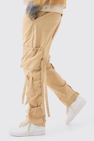 Tall Fixed Waist Washed Twill Multi Cargo Trouser taupe