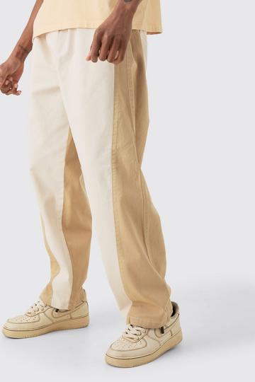 Tall Elasticated Waist Twill Crop Twisted Seam Washed Trouser taupe