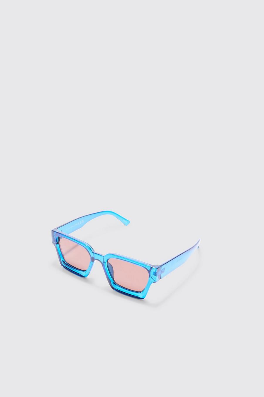 Blaue Plastik Retro-Sonnenbrille, Blue image number 1