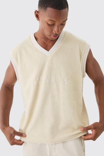 V Neck Limited Edition Toweling Sweater Tank Top sand