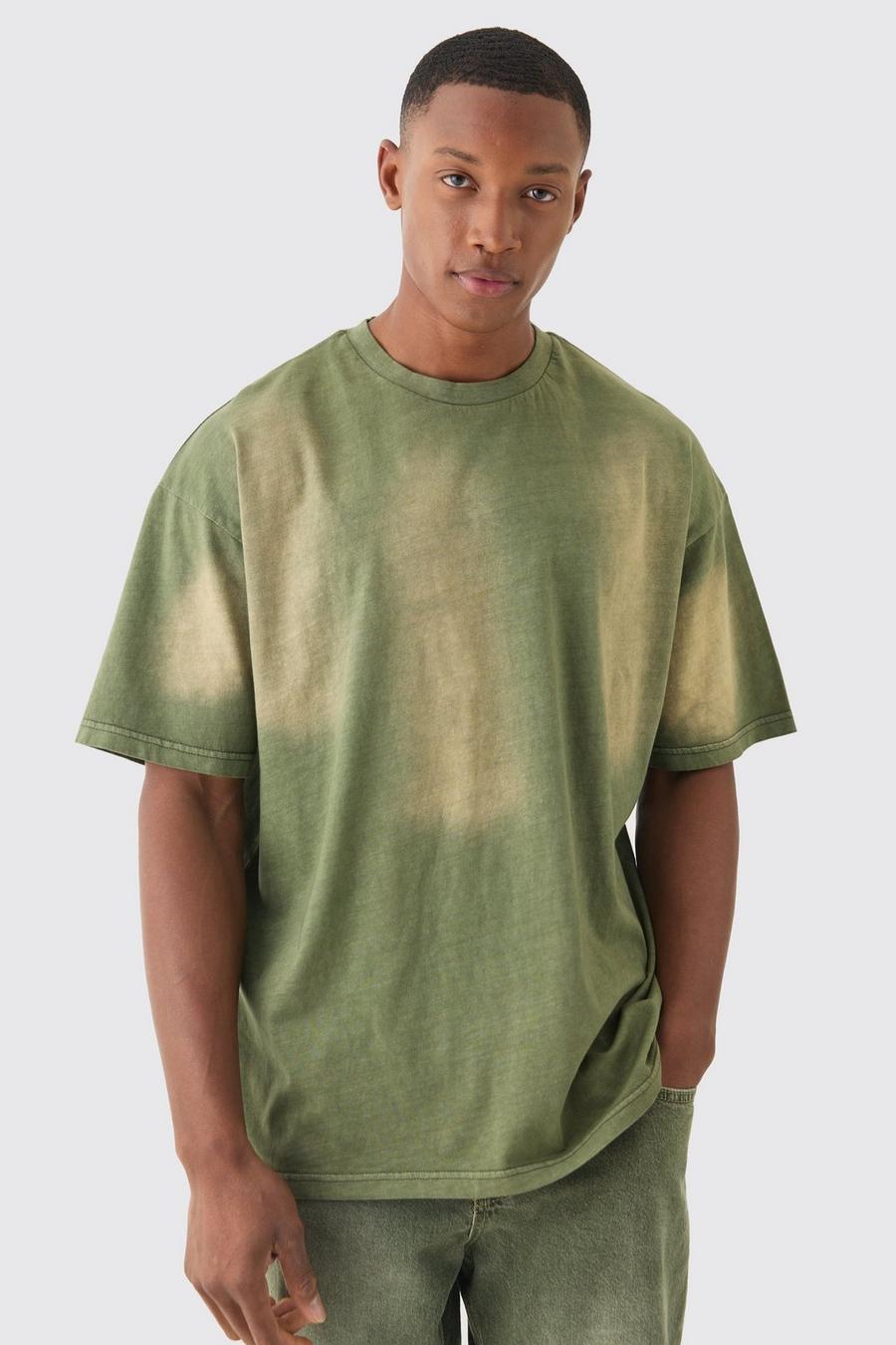 Green Oversized Spray Wash T-shirt image number 1