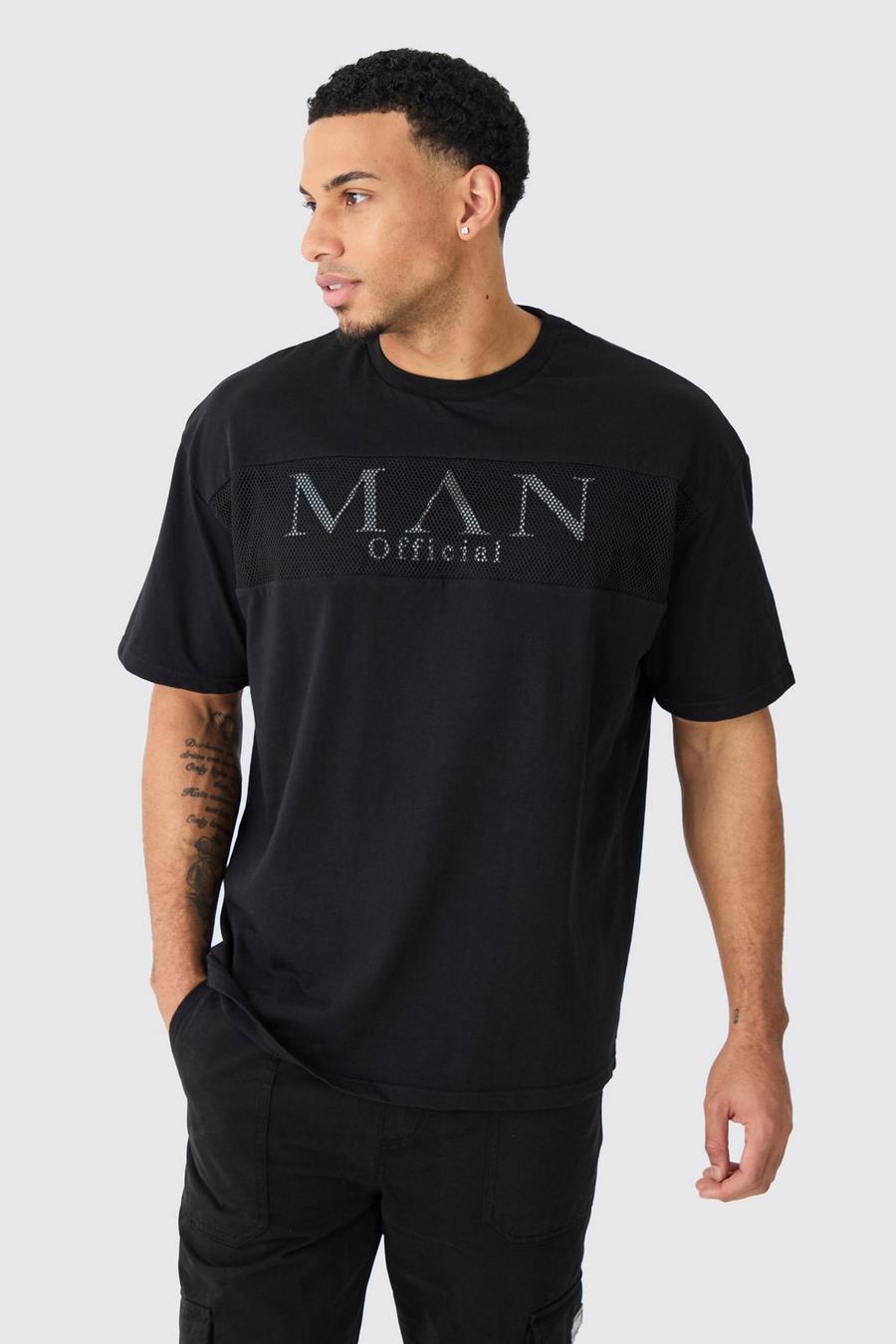 Black Oversized Man Official Mesh Layer T-shirt