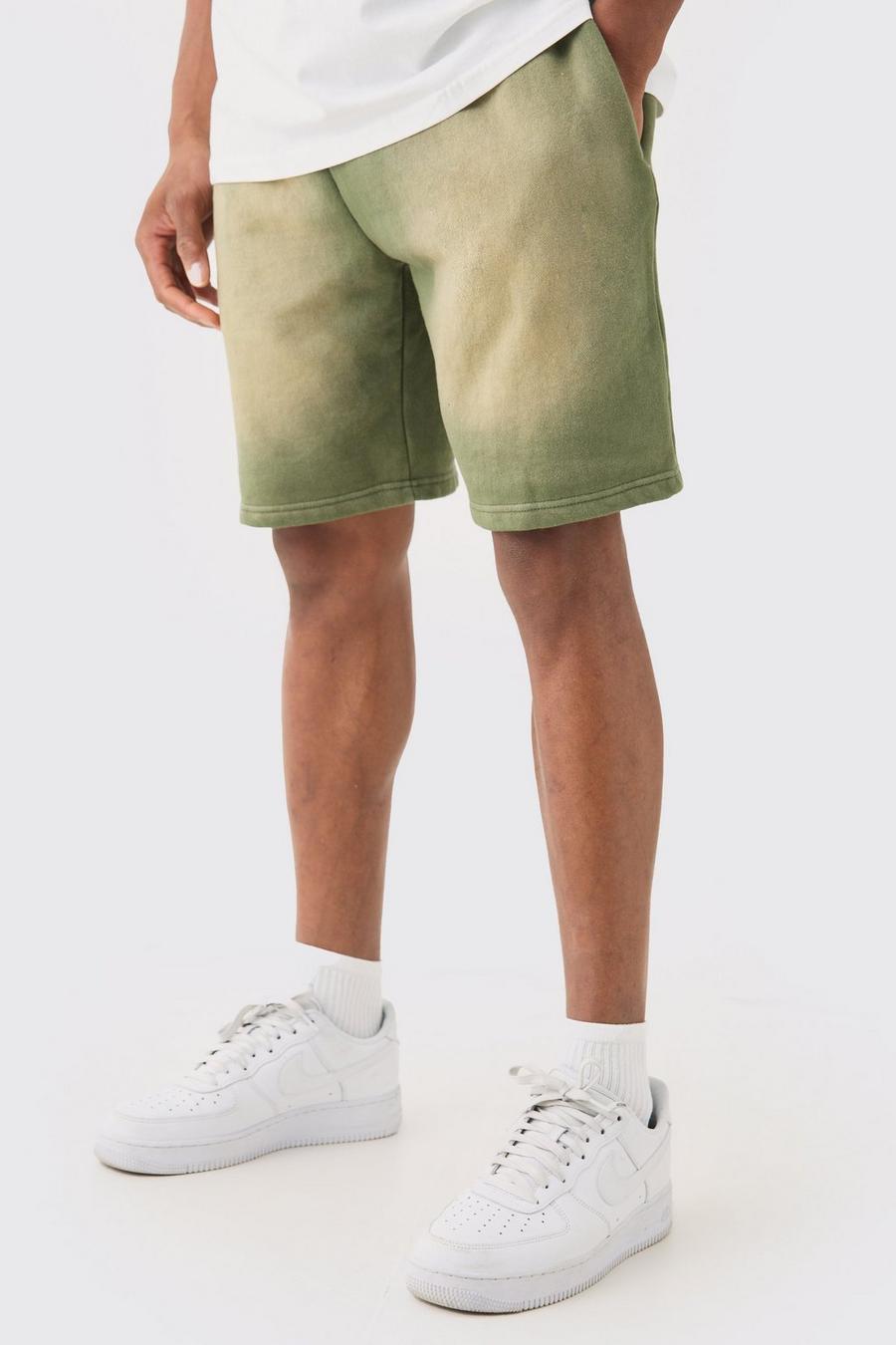 Khaki Relaxed Fit Spray Wash Short image number 1