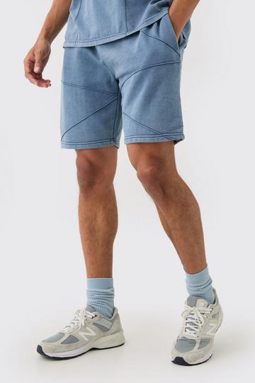 Blue Relaxed Fit Pintuck Short