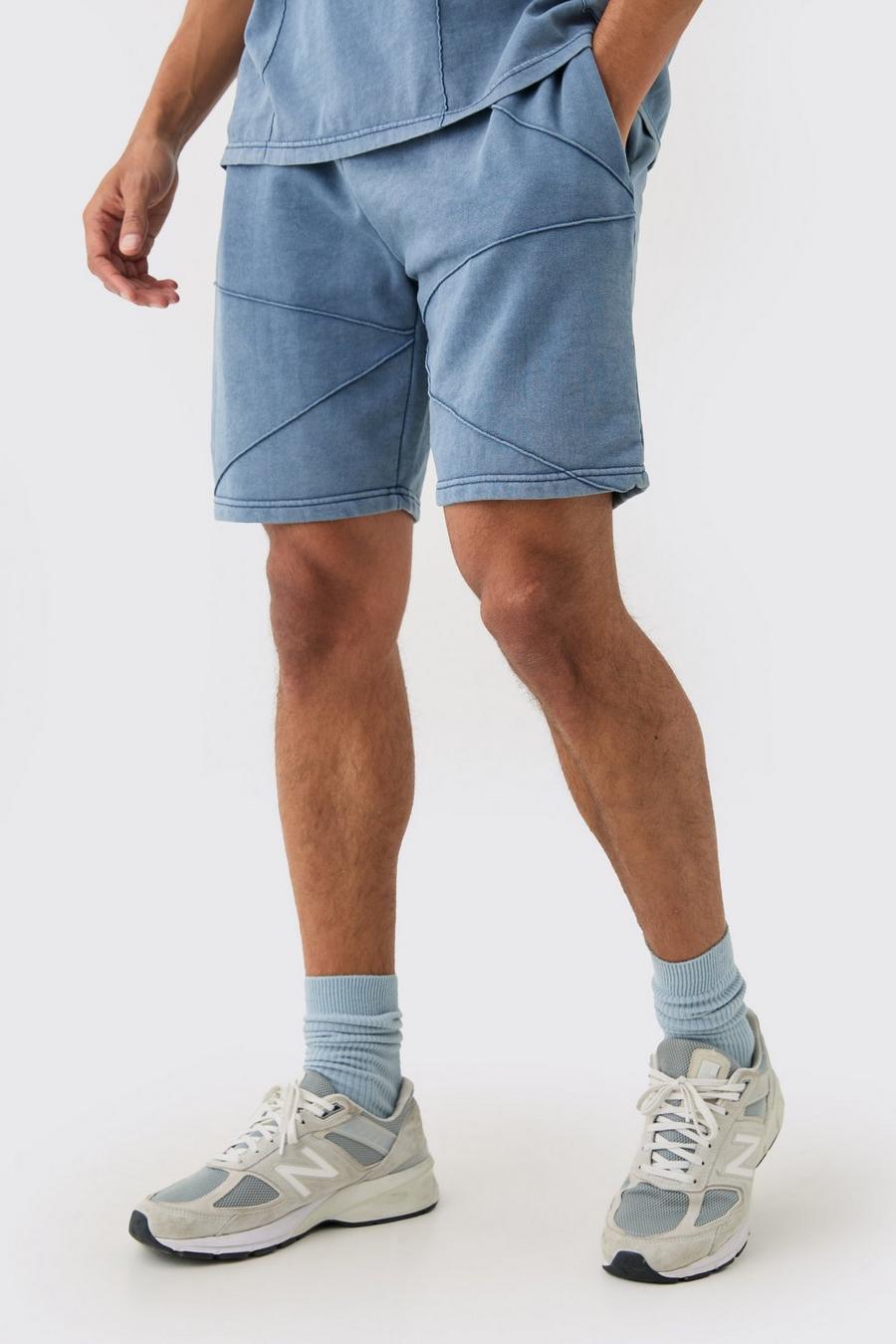 Blue Relaxed Fit Pintuck Short image number 1