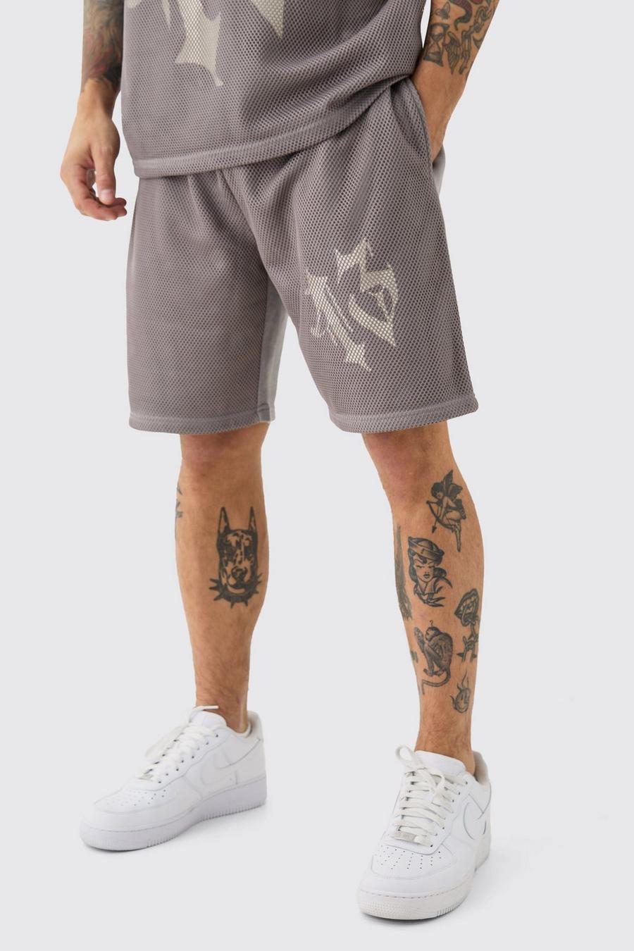 Lockere Mesh-Shorts, Charcoal