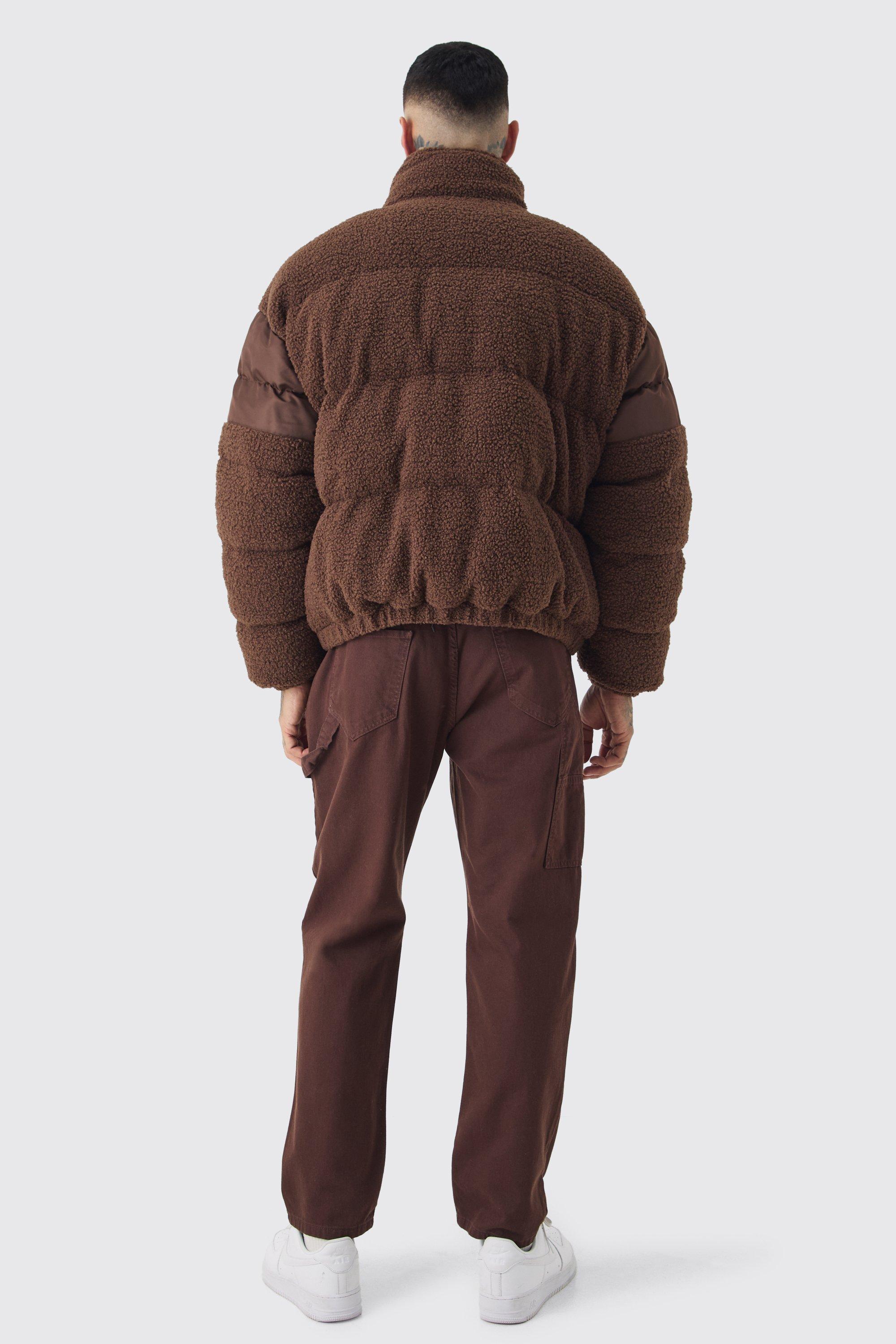 Borg puffer jacket mens top