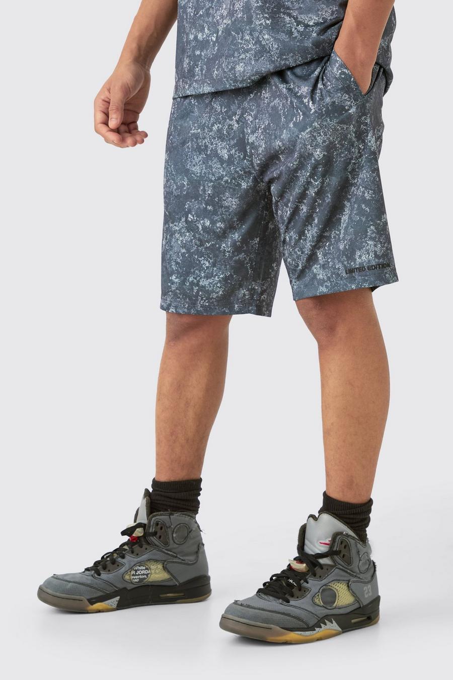 Pantalón corto de baloncesto con estampado de cemento, Charcoal image number 1