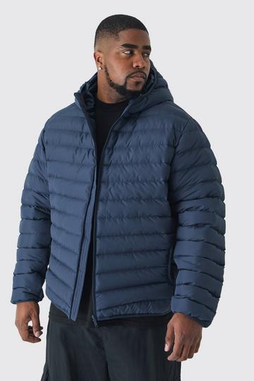 Plus Zip Through Hooded Puffer Jacket In Navy navy