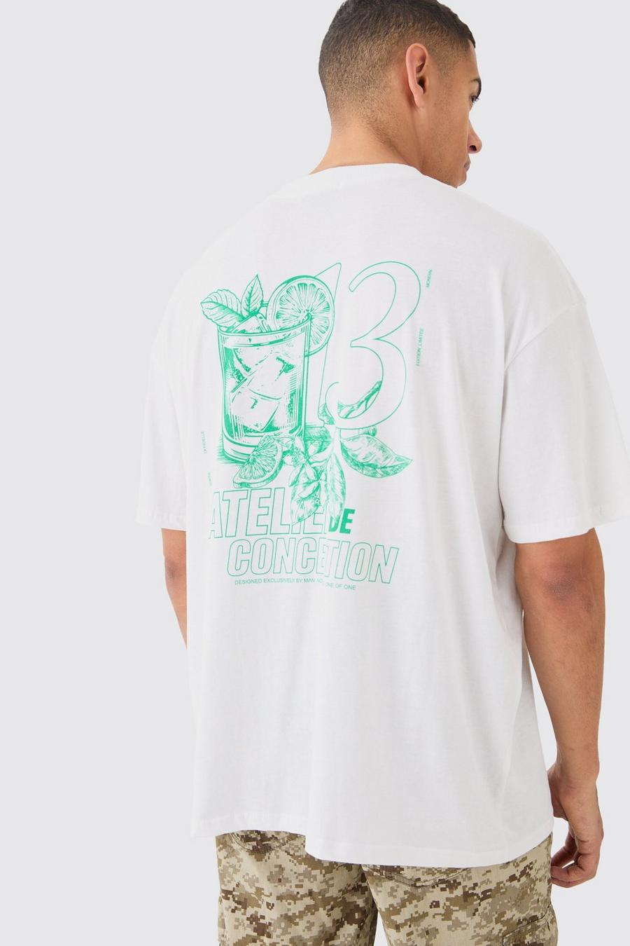 Oversize T-Shirt mit 13 Print, White