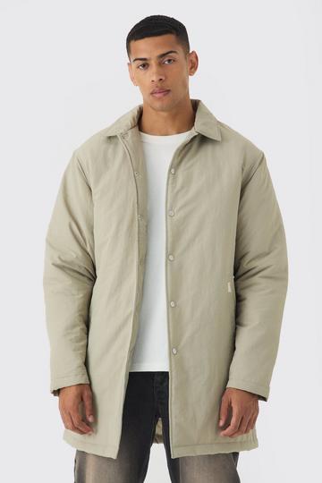 Man Tab Crinkle Longline Mac Jacket In Sand sand