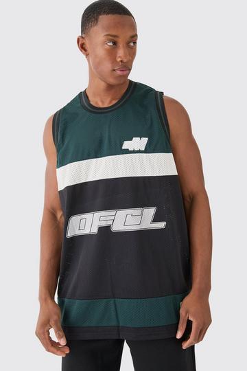 Oversized Basketball Mesh Tank Top green