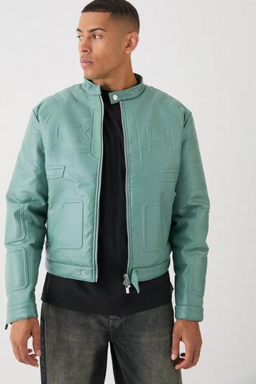 Boxy BHM Tonal Pu Moto Jacket In Sage sage