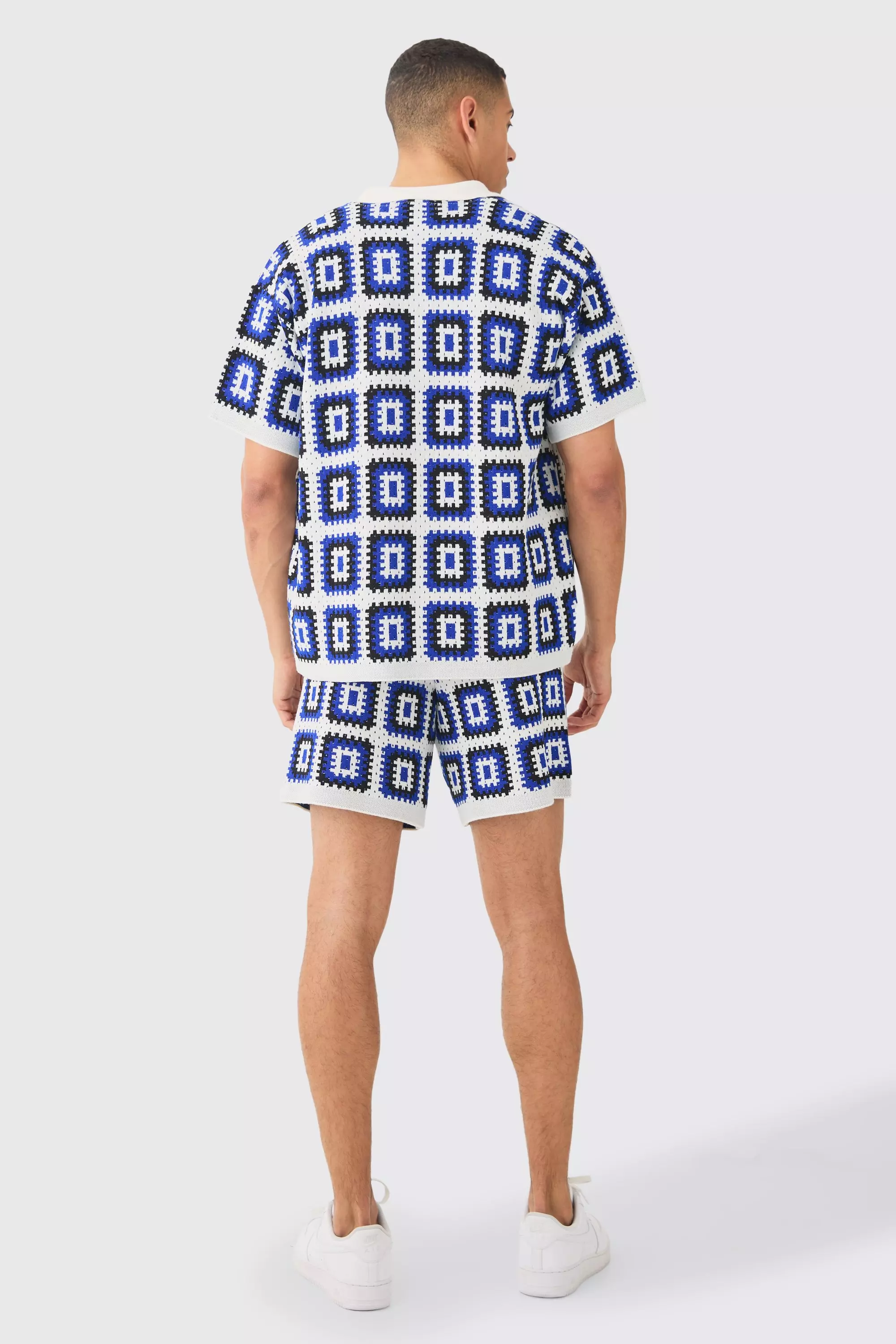 Oversized Boxy Crochet Knit Shirt In White alternative image