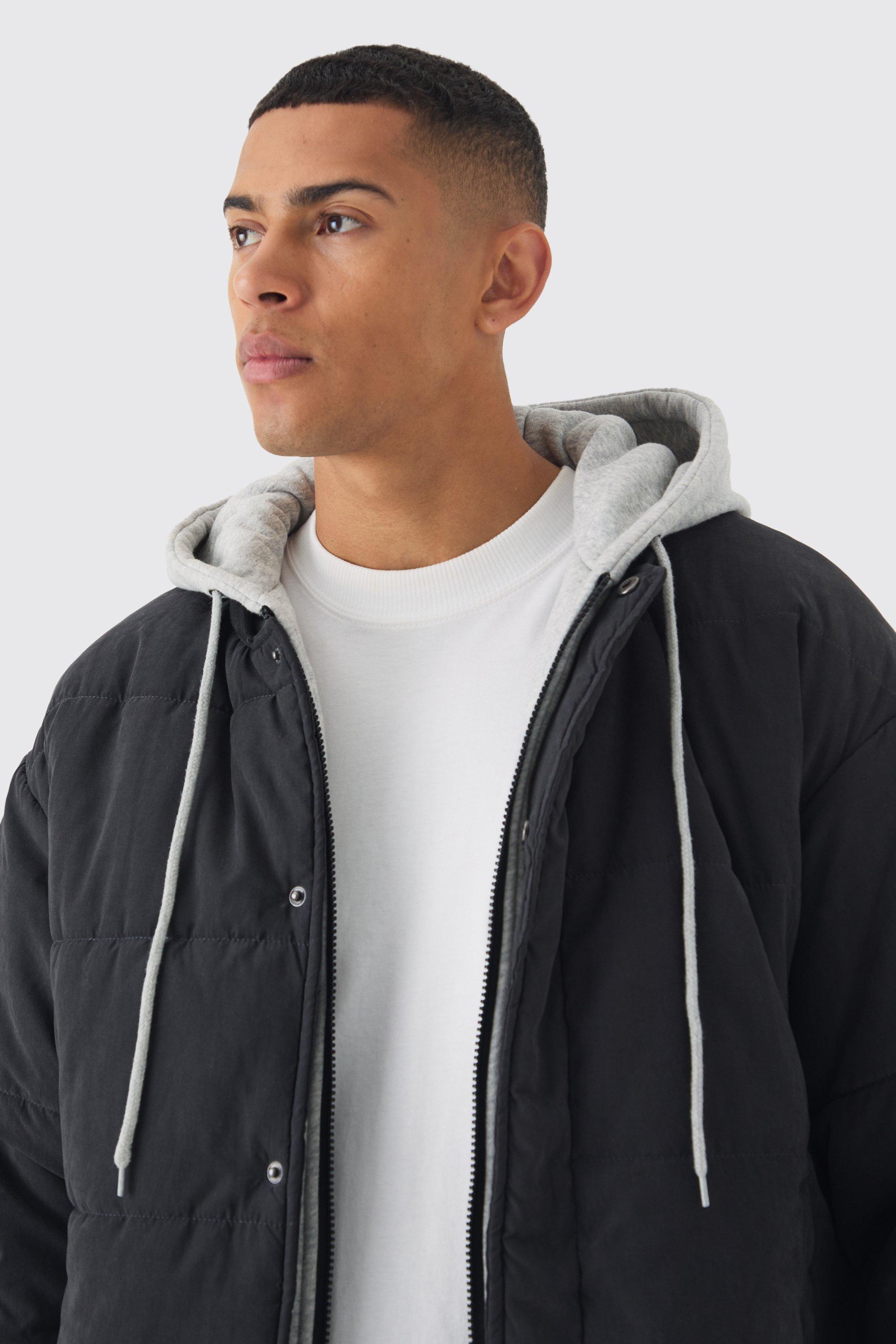 White hoodie black bomber jacket sale