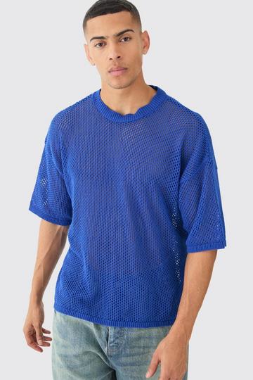 Oversized Open Stitch T-shirt In Cobalt cobalt
