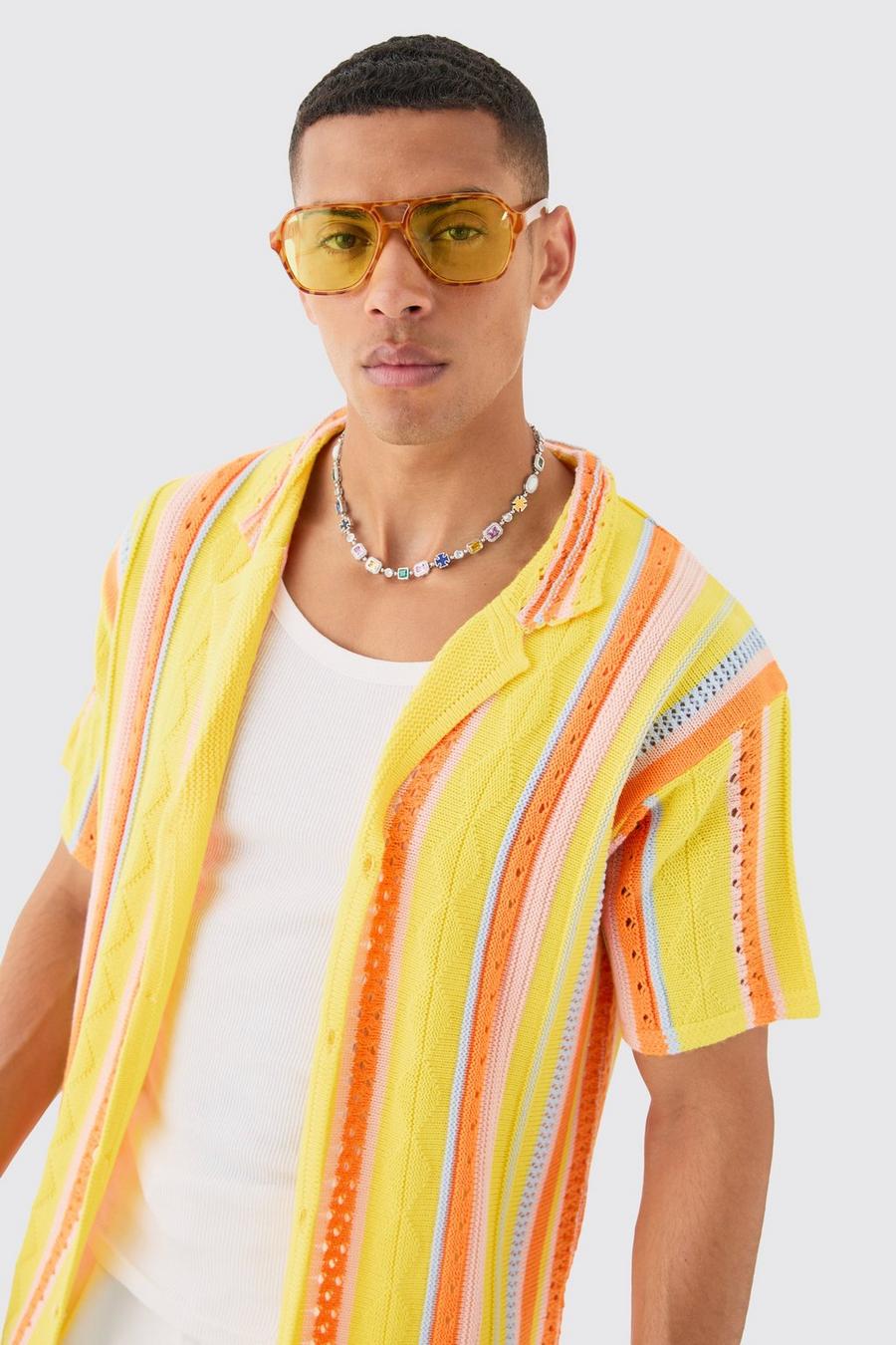 Chemise oversize à coutures apparentes, Yellow image number 1