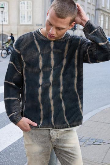 Oversized Boxy Stone Wash Jumper In Charcoal charcoal