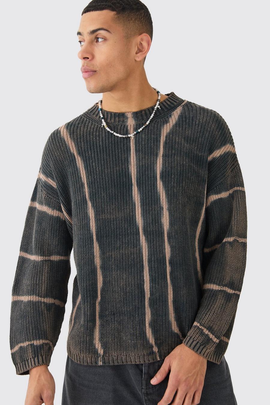 Oversized Boxy Stone Wash Jumper In Charcoal