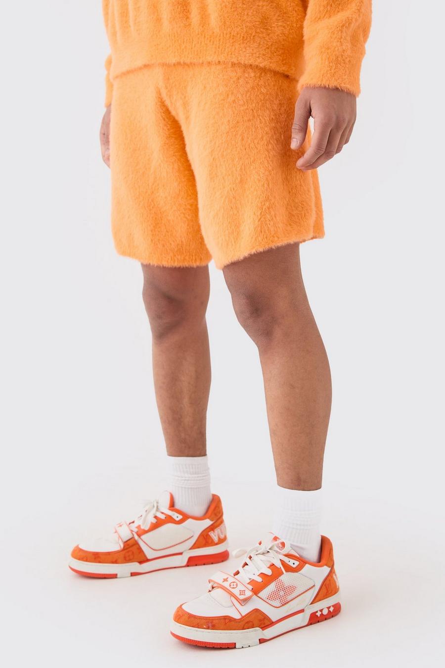 Orange Pluizige Baggy Shorts In Oranje