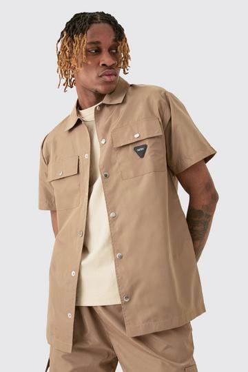 Tall Regular Patch Pocket Nylon Man Overshirt taupe