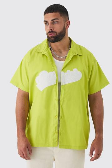 Green Plus Oversized Twill Official Applique Shirt