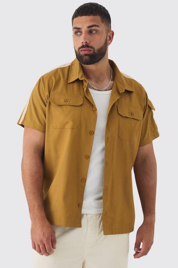 Brown Plus Regular Panel Twill Shirt