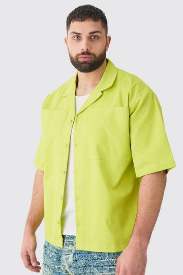 Green Plus Twill Drop Revere Contrast Stitch Shirt