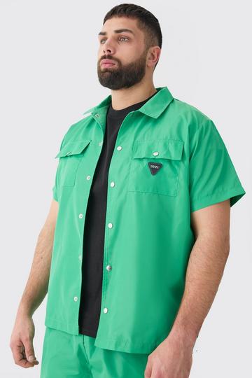 Green Plus Regular Patch Pocket Nylon Man Shirt Jacket