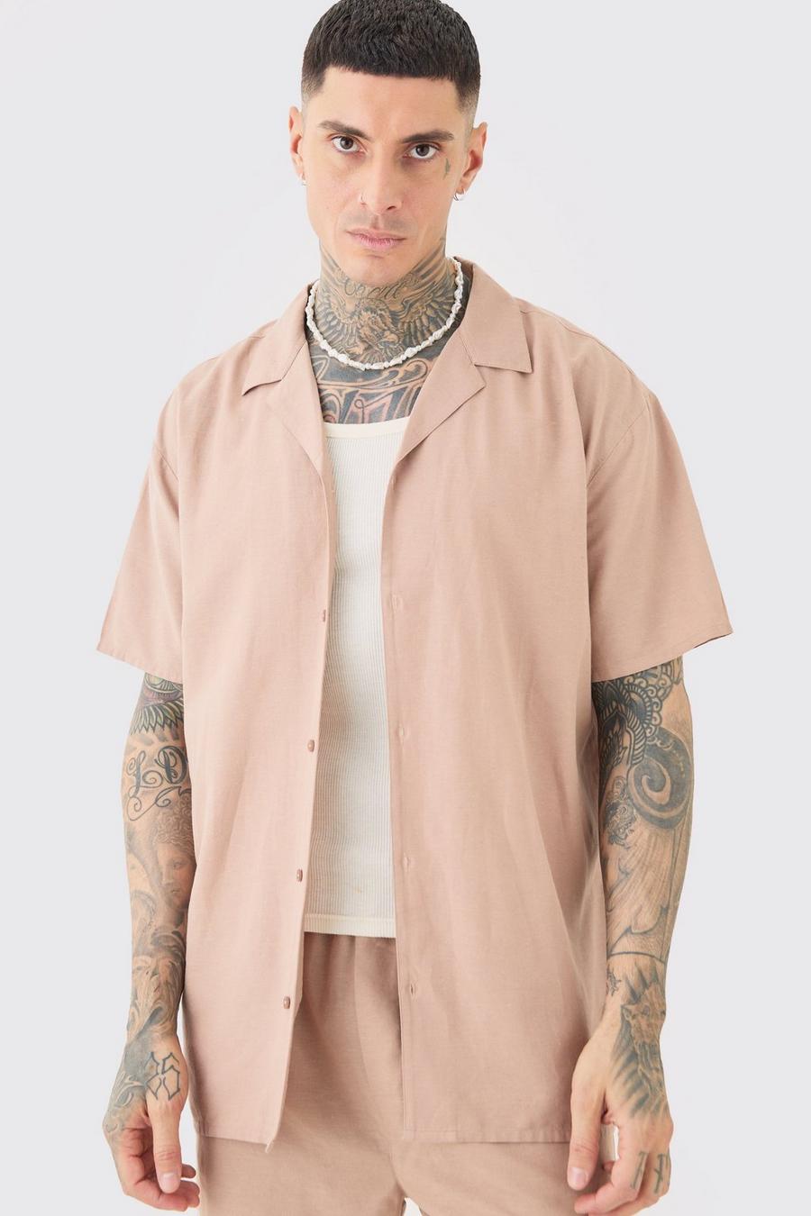 Tall - Chemise en lin taupe