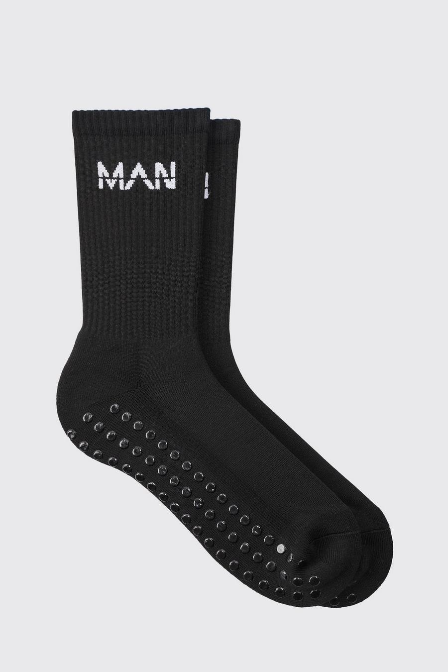 Black Man Active Training Grip Crew Socks image number 1