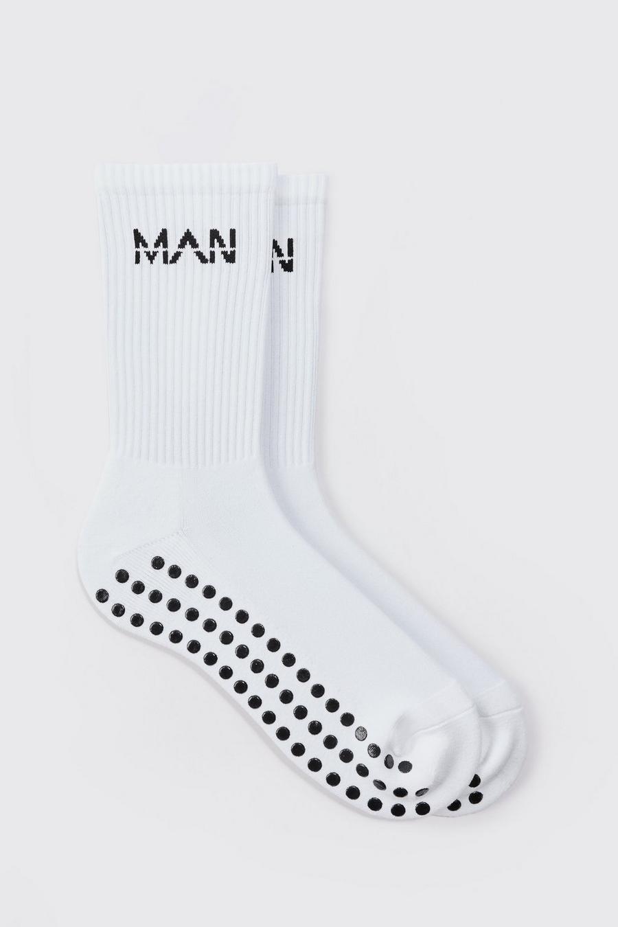 Man Active Trainings Grip Rundhals Socken, White image number 1