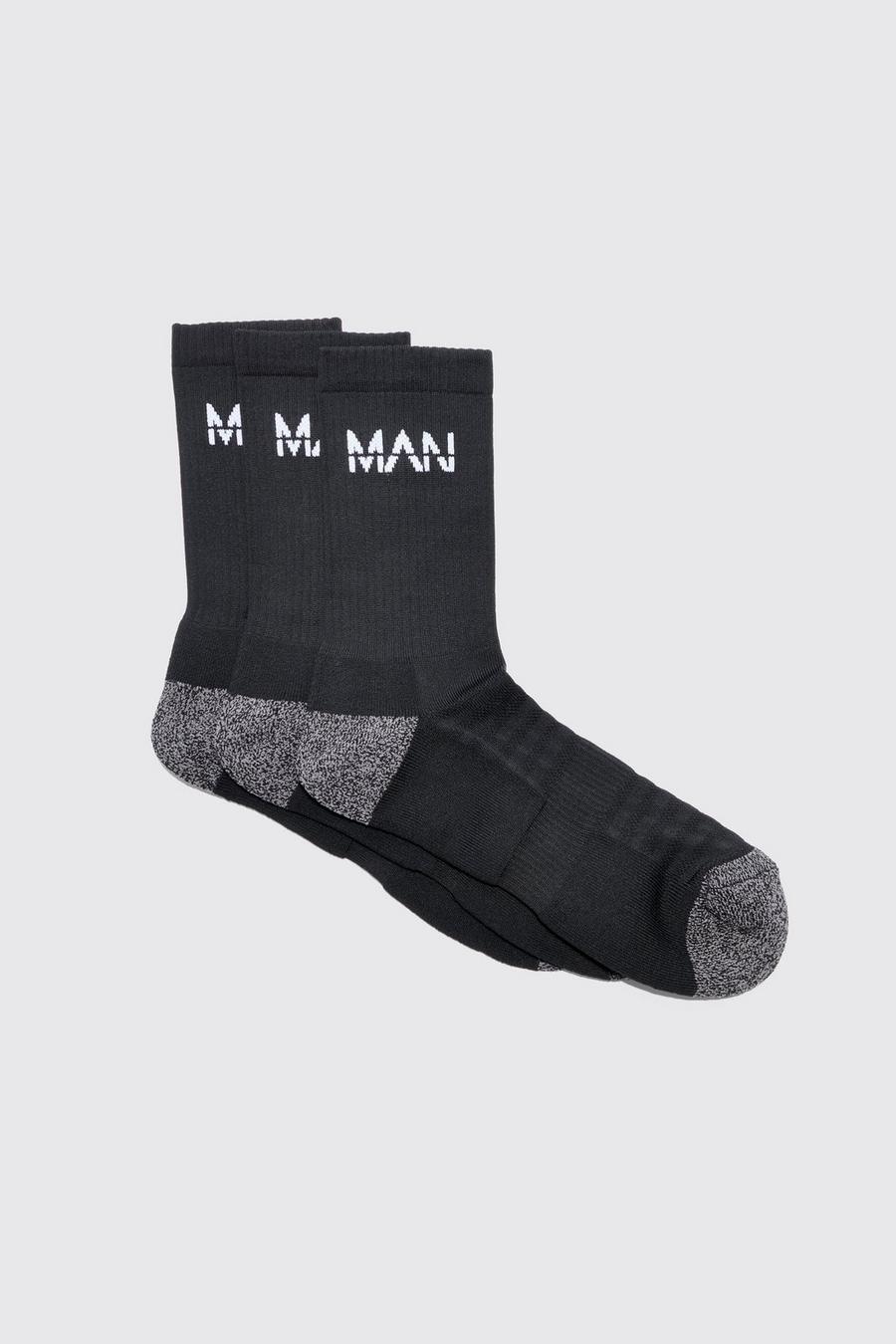 Pack de 3 pares de calcetines MAN Active acolchados, Black