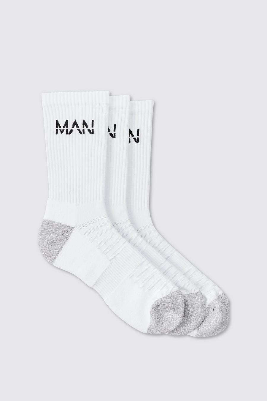 3er-Pack Man Active gepolsterte Trainings Socken, White