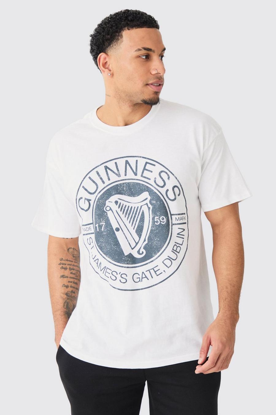 Oversize T-Shirt mit lizenziertem Guinness Print, White