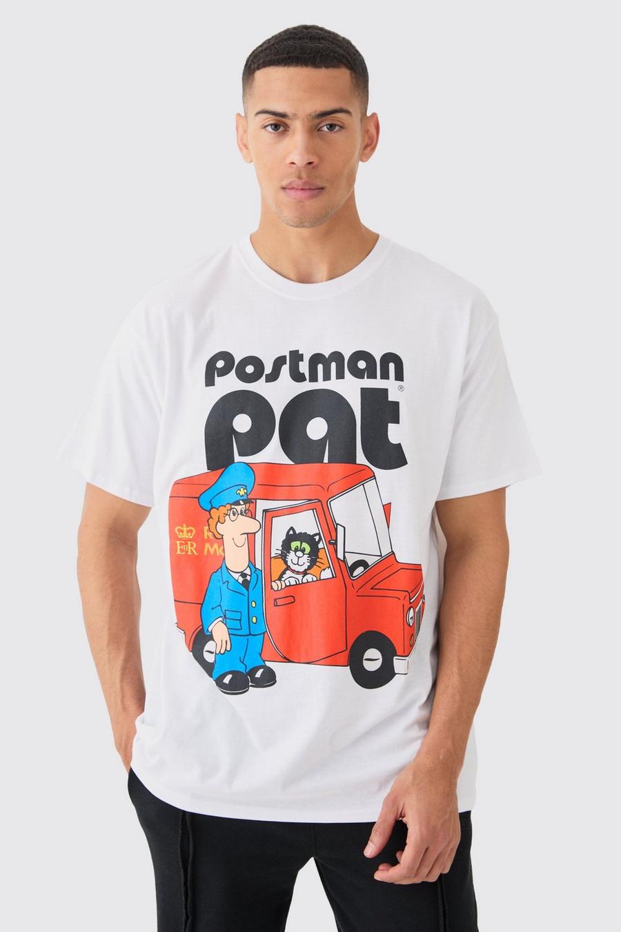 White Oversized Gelicenseerd Post Man Pat T-Shirt image number 1